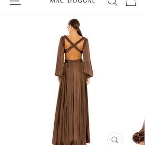 Max Duggal Satin V-Neck Gown